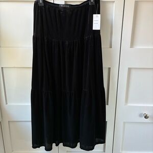 Black Velvet Tiered Maxi Skirt Size Medium NWT